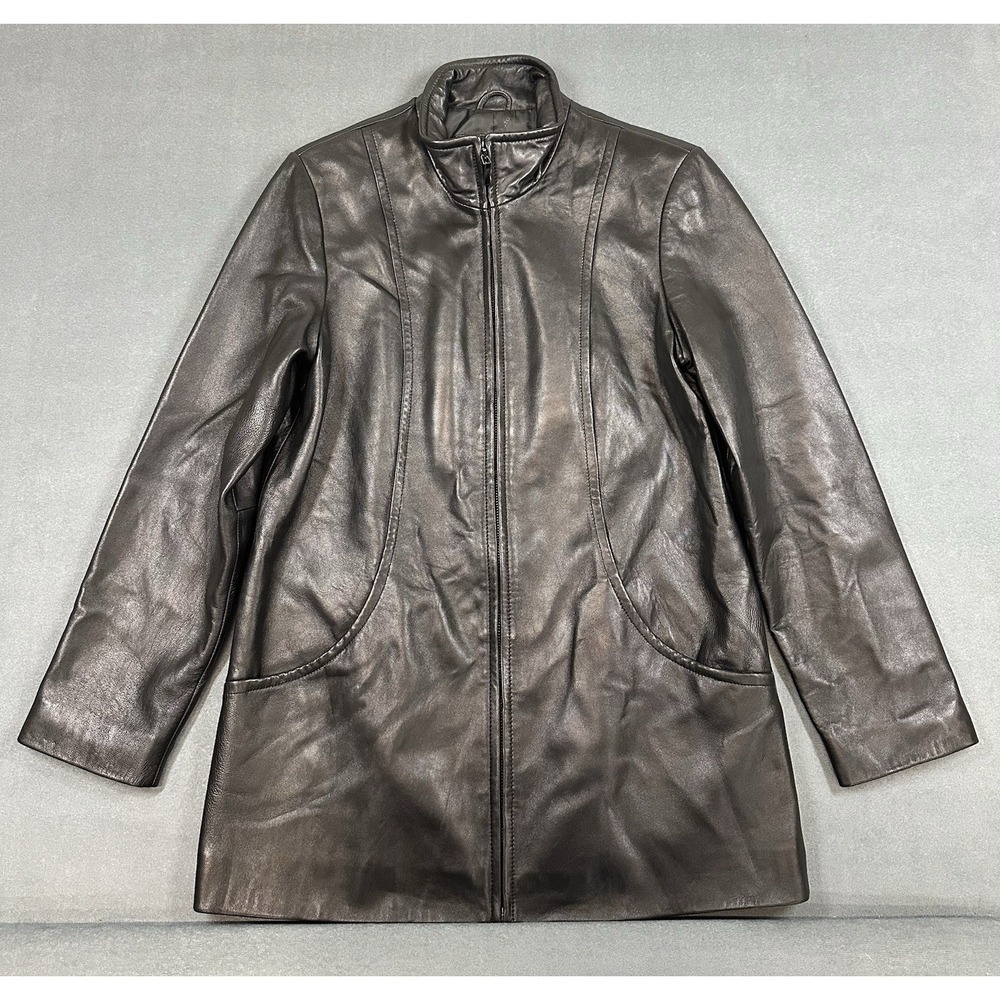 Worthington Leather Jacket Womens Size Small Genuine Lambskin Black Soft